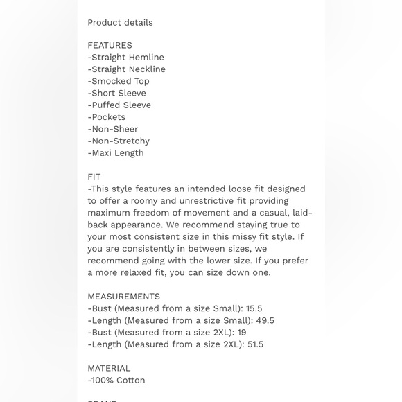 Simply Southern Blue and White Floral Smocked Dress XL - Picture 6 of 6